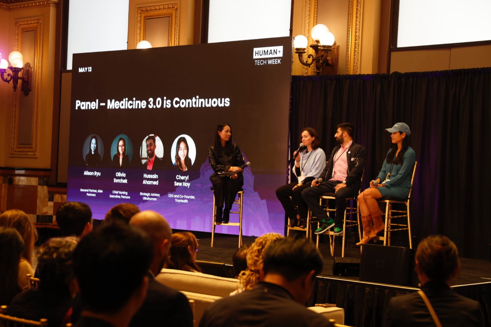 Olivia Svrchek on the Medicine 3.0 panel at Human+ Tech Week, listed as Chief Nursing Executive at Prenuvo